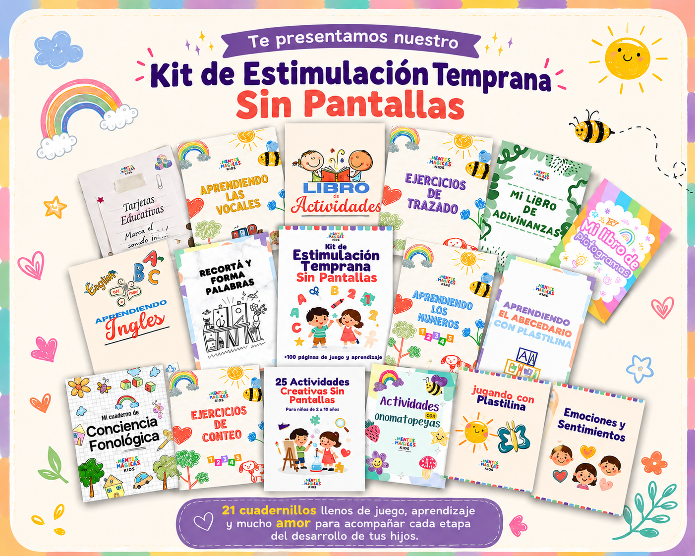 KIT DE ESTIMULACIÓN TEMPRANA SIN PANTALLAS + 6 BONUS DE REGALO🎁🌈