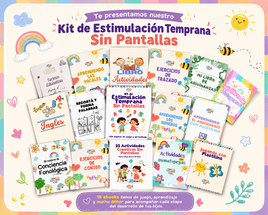 KIT DE ESTIMULACIÓN TEMPRANA SIN PANTALLAS + 6 BONUS DE REGALO🎁🌈